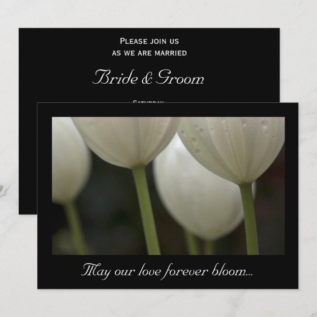 White Garden Tulips Spring Wedding Invitation (Front/Back)