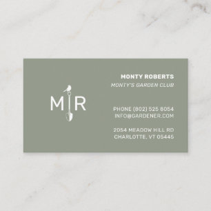 White Gardener Spade Logo Monogram   Business Card