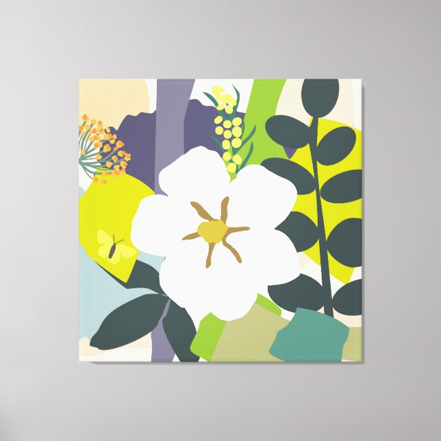 White Gardenia Abstract Florals Colour Block Moder Canvas Print (Front)