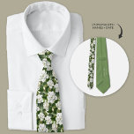 White Gardenia Floral Personalized Tie<br><div class="desc">White Gardenia Floral Personalized necktie. Personalized on back with wedding date and bride and groom's names.</div>