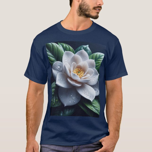 White Gardenia Floral T-Shirt (Front)