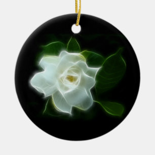White Gardenia Flower Plant Ceramic Ornament