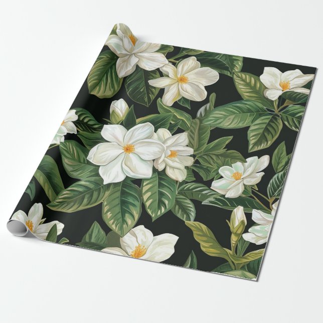 White gardenia flowers  wrapping paper (Unrolled)