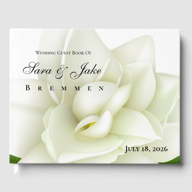 White Gardenia Wedding Guest Book (Front)