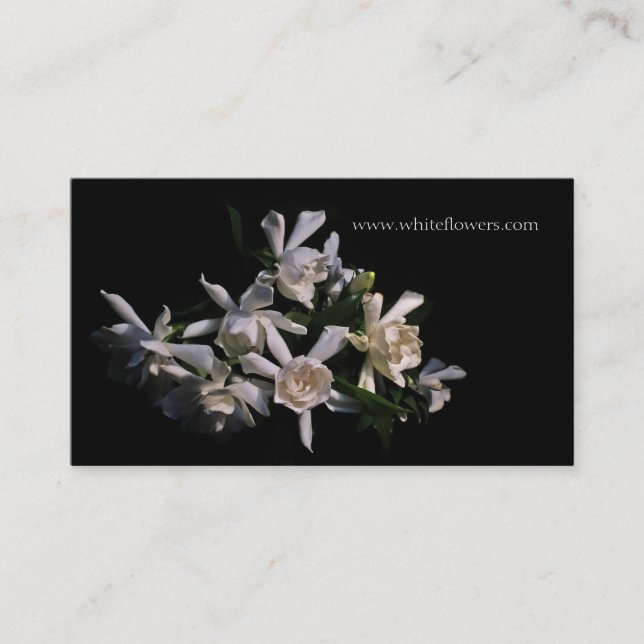 White Gardenias Floral Business Card (Front)