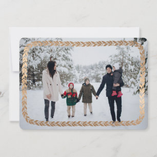 White Garland Elegant Photo Holiday Card