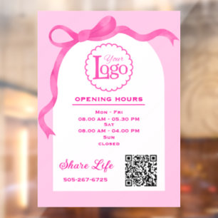 White Gate Pink Ribbon Wedding Planner Business Window Cling