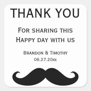 White Gay Wedding Stickers With Moustache