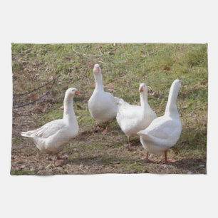 White Geese Kitchen Towel