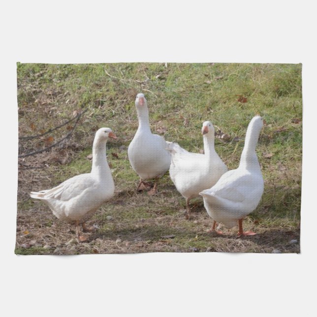 White Geese Kitchen Towel (Horizontal)