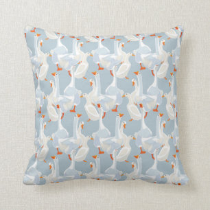 White Geese Pattern Throw Pillow