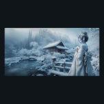 white geisha and white country poster<br><div class="desc">a geisha made-up in white, with a white kimono, in a white landscape, doubled by a white season.</div>