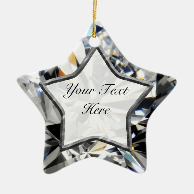 White Gem Star Ceramic Ornament (Front)