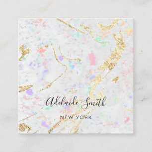 white gemstone texture background square business card