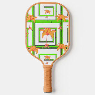 White Geo Floral Pickleball Paddle