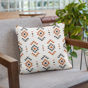 White Geometric Ethnic Pattern Native Indian Style Throw Pillow