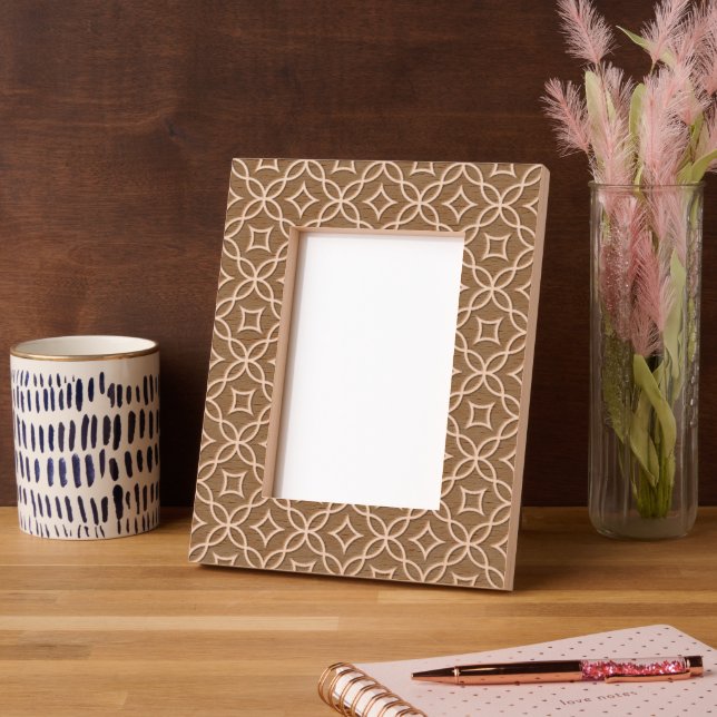 White Geometric Pattern Engraved Frame (Left)