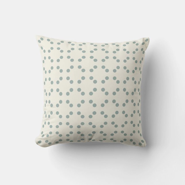 White geometric print with blue polka dots  throw pillow (Front)