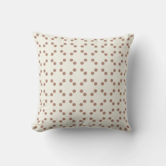 White geometric print with brown polka dots  throw pillow