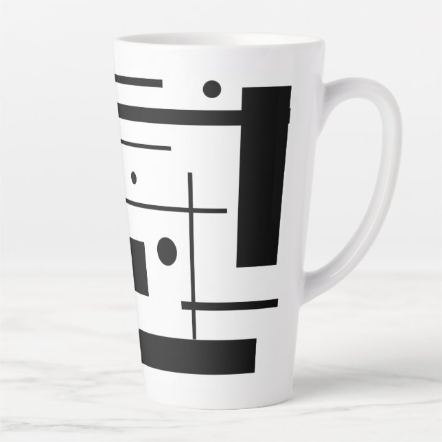 White Geometric Shapes On Custom Latte Mug (Right)