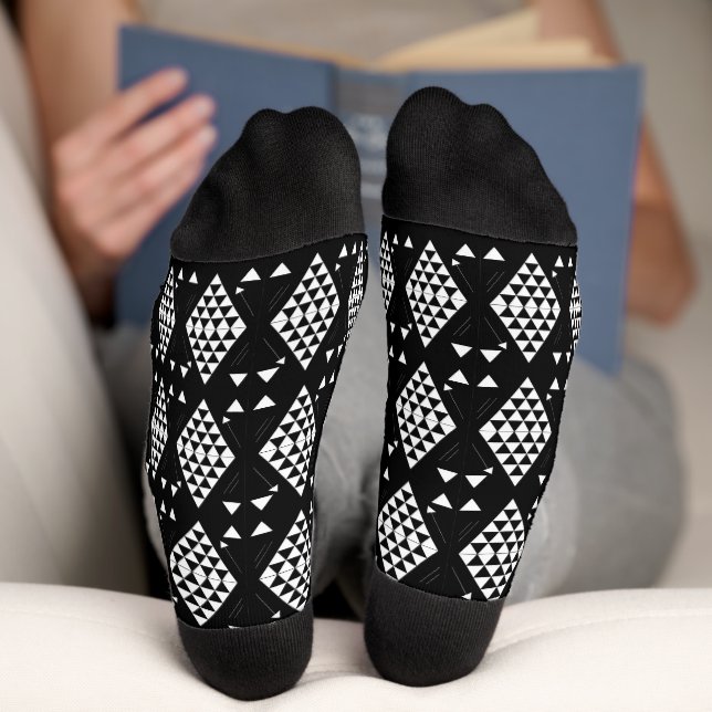 White Geometric Triangles Socks (Bottom)