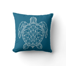 White Geometric Wireframe Sea Turtle