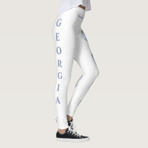 White Georgia State Flower Cherokee Rose Leggings