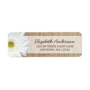 White Gerbera Daisy Rustic Burlap Adresse