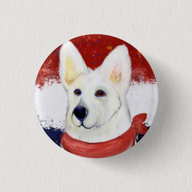  White German Shepherd       1 Inch Round Button (Front)