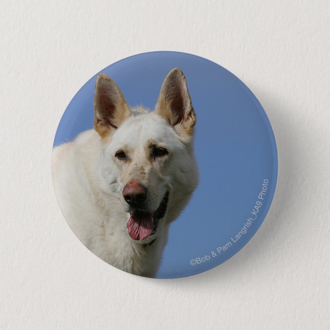 White German Shepherd 2 Inch Round Button (Front)