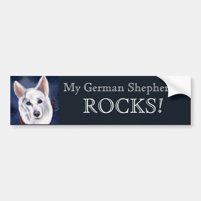 WHITE GERMAN SHEPHERD     BUMPER STICKER (Front)