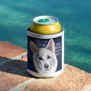 WHITE GERMAN SHEPHERD CAN COOLER