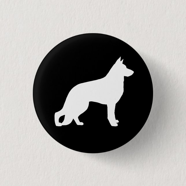 White German Shepherd Dog Silhouette 1 Inch Round Button (Front)