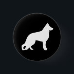 White German Shepherd Dog Silhouette 1 Inch Round Button<br><div class="desc"></div>