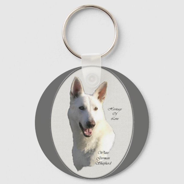 White German Shepherd Gifts Keychain (Front)