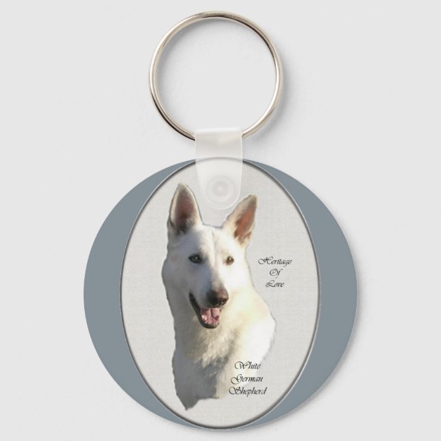 White German Shepherd Gifts Keychain (Front)