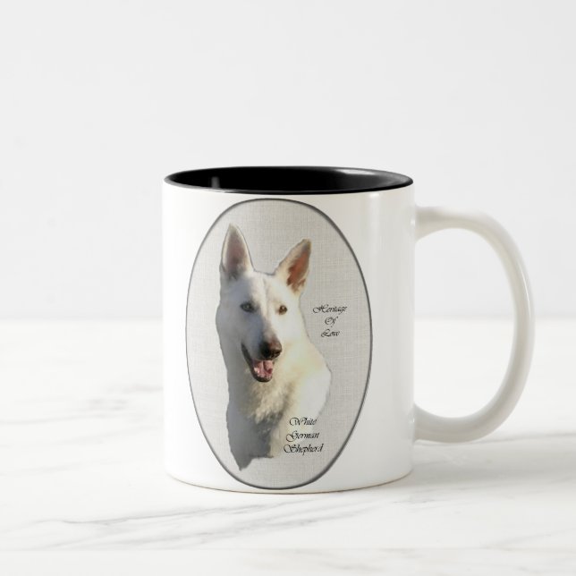 White German Shepherd Gifts Two-Tone Coffee Mug (Right)