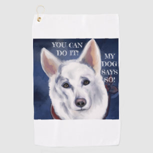 WHITE GERMAN SHEPHERD GOLF TOWEL
