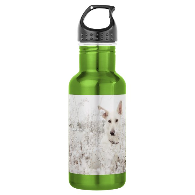 White German Shepherd in the Snow 532 Ml Water Bottle (Front)
