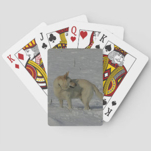 White German Shepherd  in the Snow Playing Cards