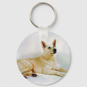 White German Shepherd Keychain
