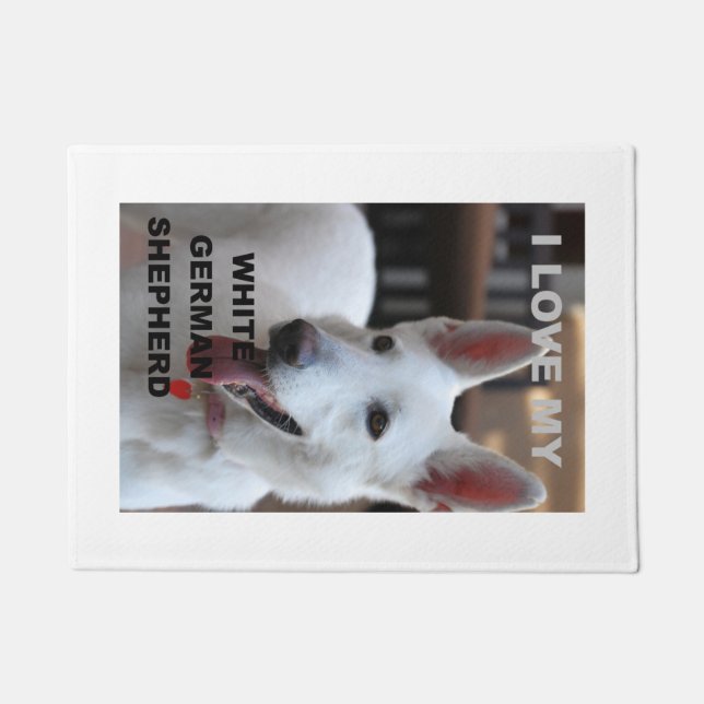 white german shepherd love w pic doormat (Front)