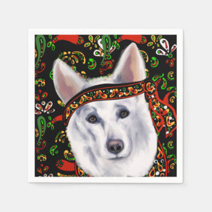 WHITE GERMAN SHEPHERD  MEXICO    NAPKIN
