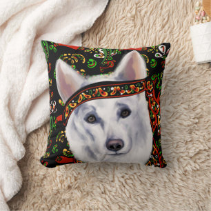 WHITE GERMAN SHEPHERD  MEXICO   THROW PILLOW