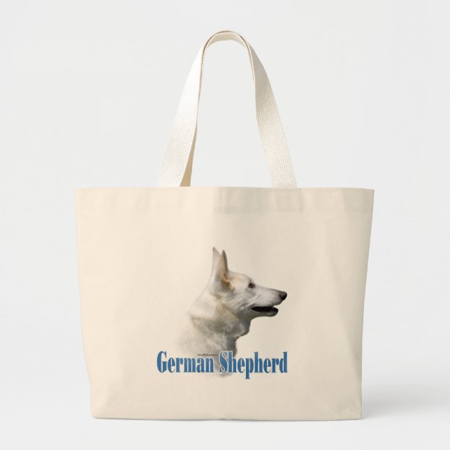 White German Shepherd Name Large Tote Bag (Front)