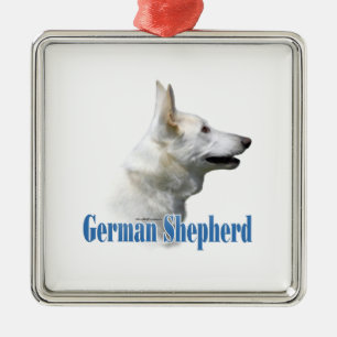 White German Shepherd Name  Metal Ornament
