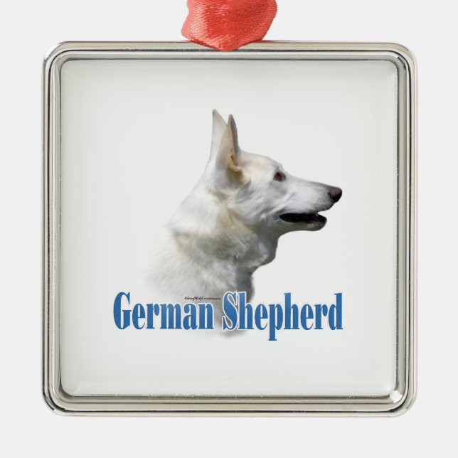 White German Shepherd Name  Metal Ornament (Front)
