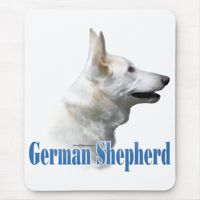 White German Shepherd Name Mouse Pad (Front)