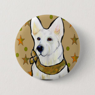 White German Shepherd Soldier 2 Inch Round Button
