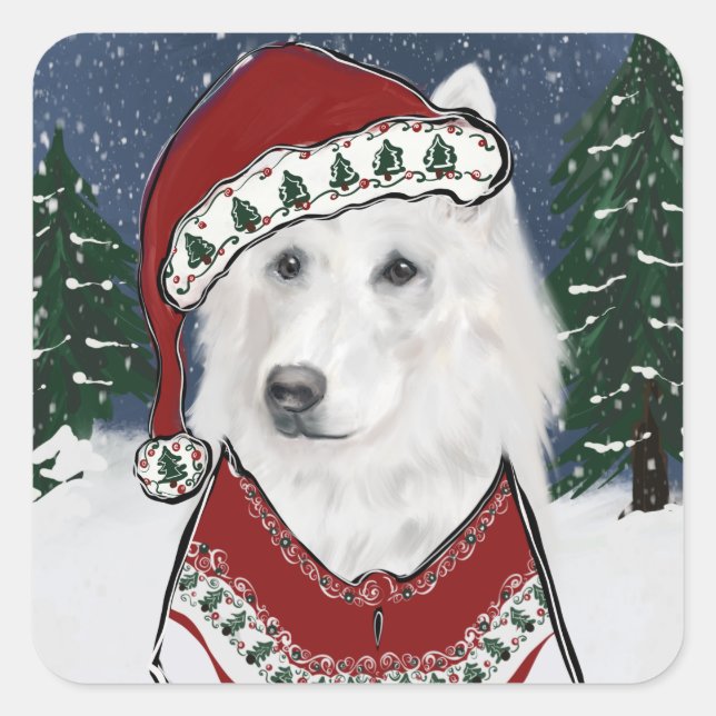 White German Shepherd  Square Sticker (Front)